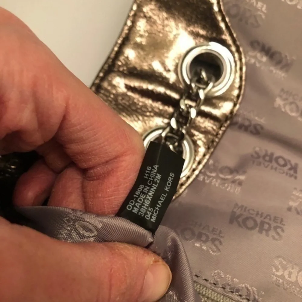 Michael kors metallic bronze quilted bag